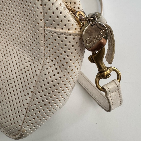 CLARE V. ✨ Cross Body Midi Sac perforated polka dot holes leather bag - Picture 2 of 10